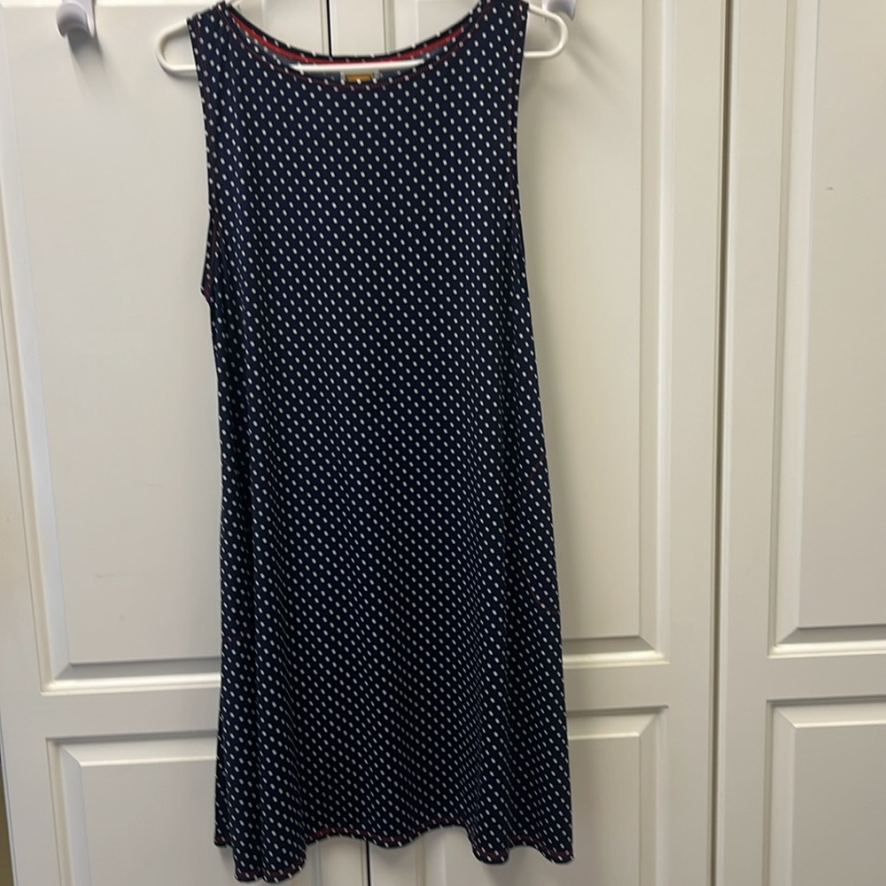Hand Jive navy polka dot sheath dress L